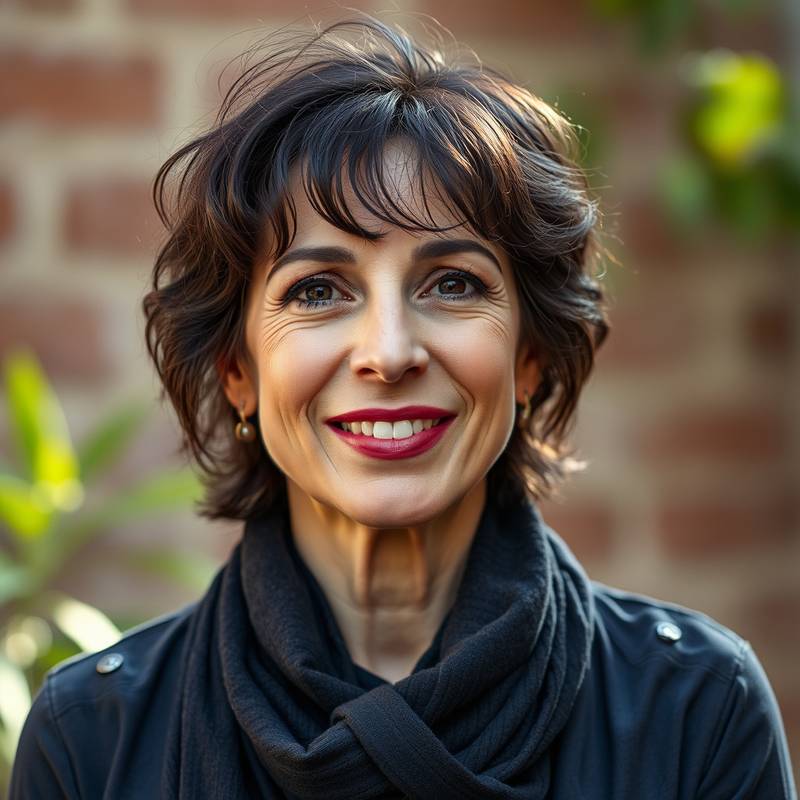 Retrato de una profesora de actuación, Carmen López, con una mirada entusiasta y creativa.